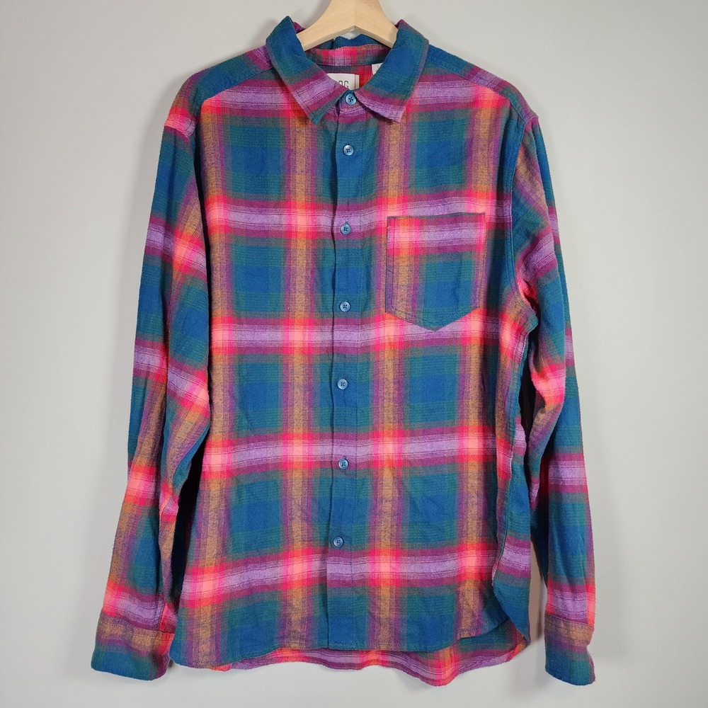 BDG Plaid Flannel Shirt Mens Large‎ Cotton Long Sleeve Grunge Rugged Outdoors